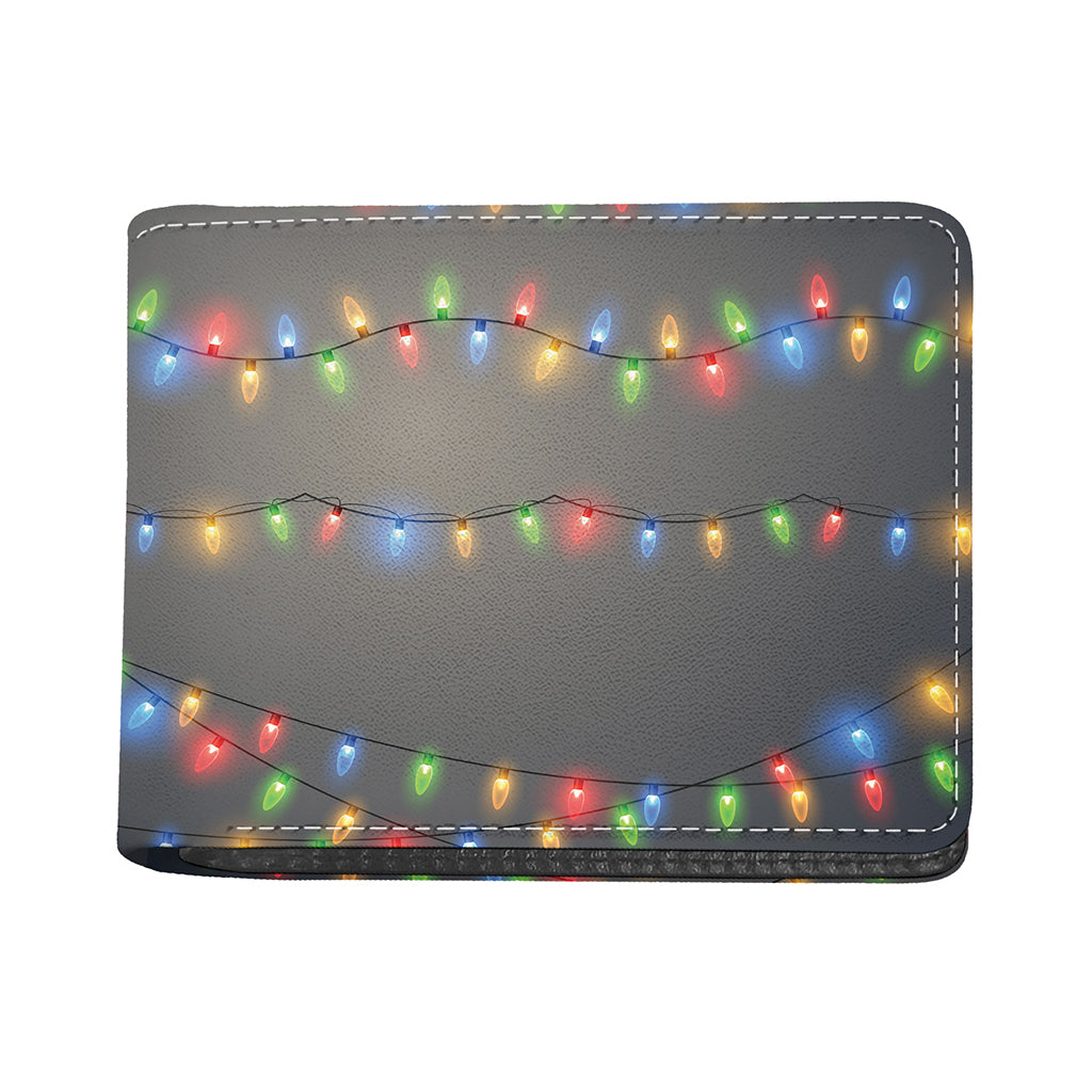 Colorful Christmas String Lights Print Bifold Wallet