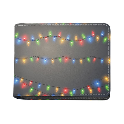 Colorful Christmas String Lights Print Bifold Wallet