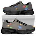 Colorful Christmas String Lights Print Black Chunky Shoes