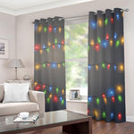Colorful Christmas String Lights Print Blackout Grommet Curtains