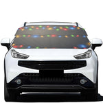 Colorful Christmas String Lights Print Car Windshield Snow Cover