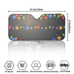 Colorful Christmas String Lights Print Car Windshield Sun Shade