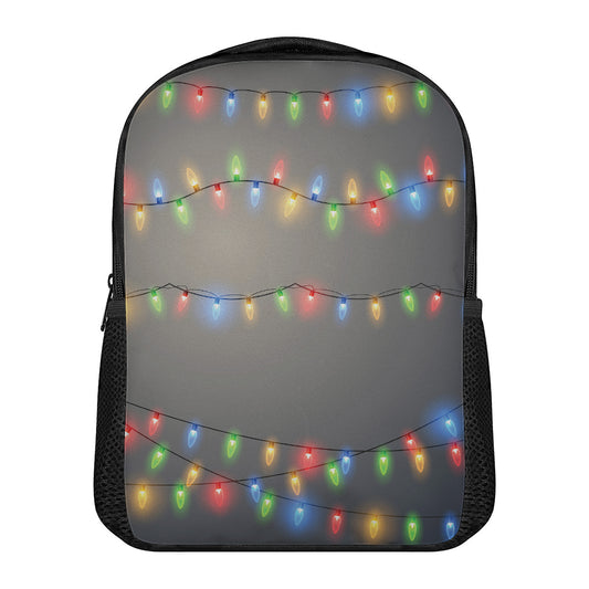 Colorful Christmas String Lights Print Casual Backpack