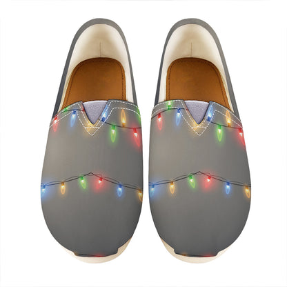 Colorful Christmas String Lights Print Casual Shoes