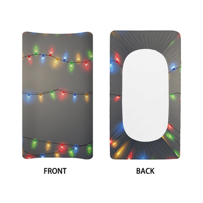 Colorful Christmas String Lights Print Changing Pad Cover