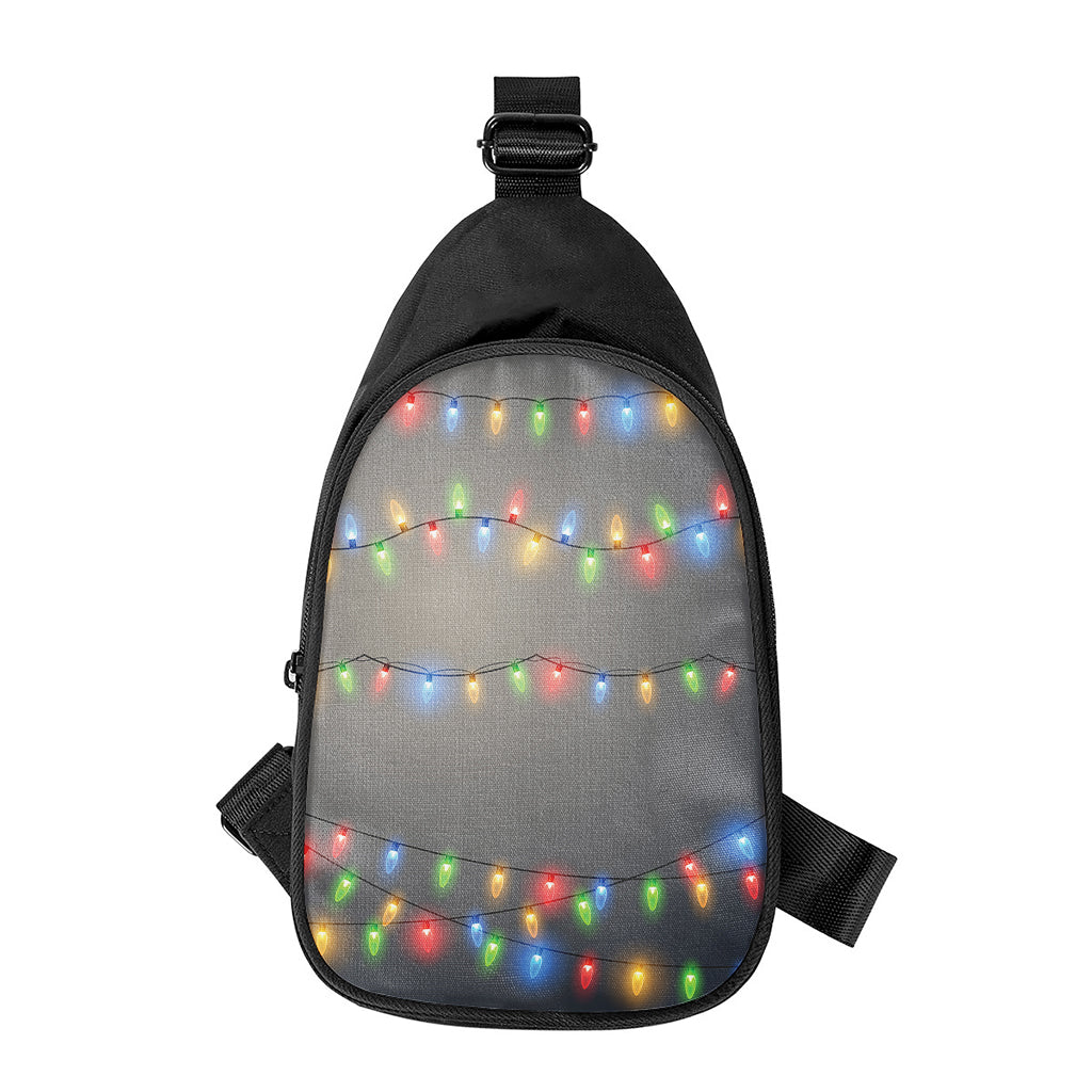 Colorful Christmas String Lights Print Chest Bag