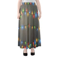 Colorful Christmas String Lights Print Chiffon Maxi Skirt