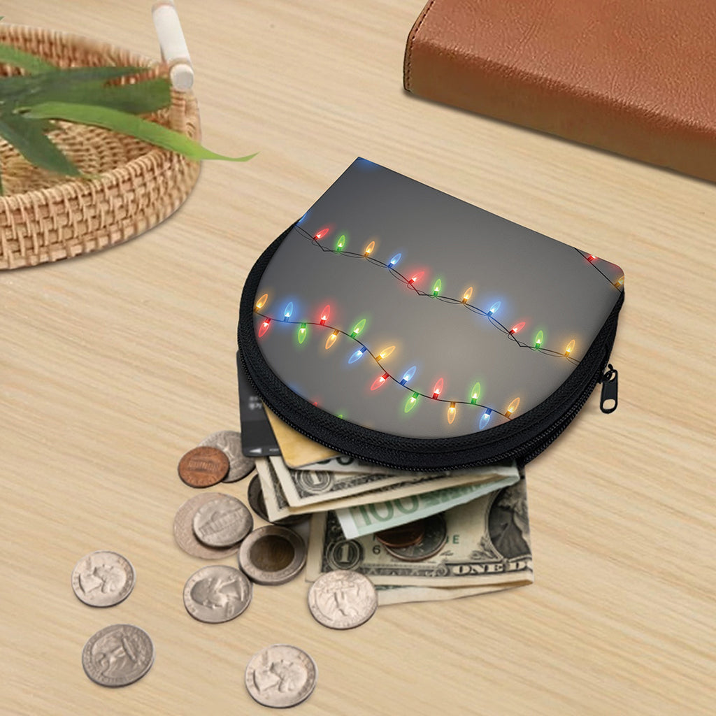Colorful Christmas String Lights Print Coin Purse