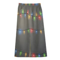 Colorful Christmas String Lights Print Cotton Front Slit Maxi Skirt