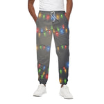Colorful Christmas String Lights Print Cotton Pants