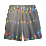 Colorful Christmas String Lights Print Cotton Shorts