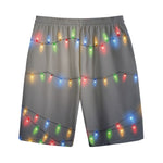 Colorful Christmas String Lights Print Cotton Shorts