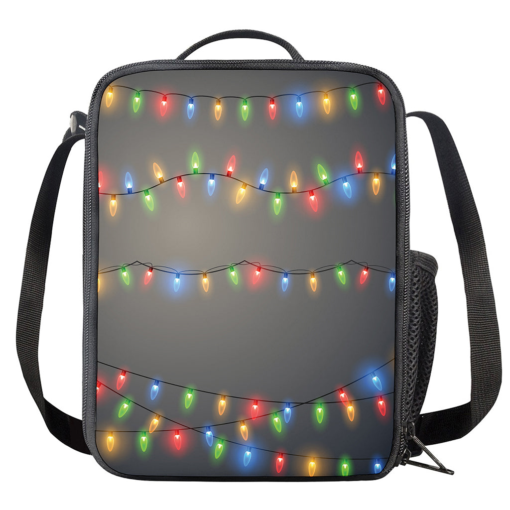 Colorful Christmas String Lights Print Crossbody Lunch Bag
