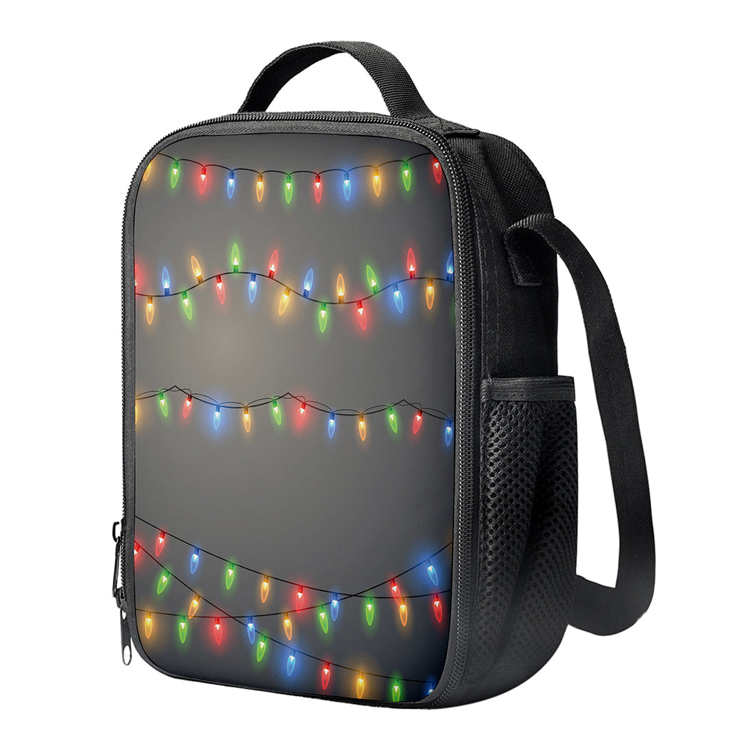 Colorful Christmas String Lights Print Crossbody Lunch Bag