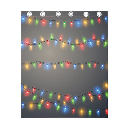 Colorful Christmas String Lights Print Curtain