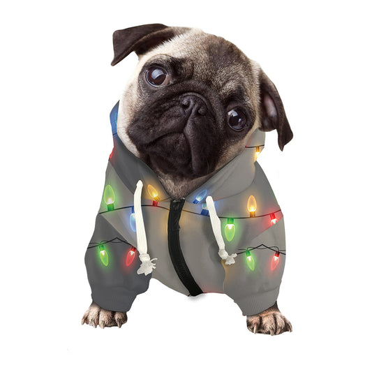 Colorful Christmas String Lights Print Dog Zip Up Hoodie