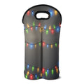 Colorful Christmas String Lights Print Double Neoprene Wine Tote