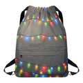 Colorful Christmas String Lights Print Drawstring Backpack