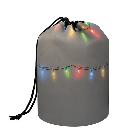 Colorful Christmas String Lights Print Drawstring Makeup Bag