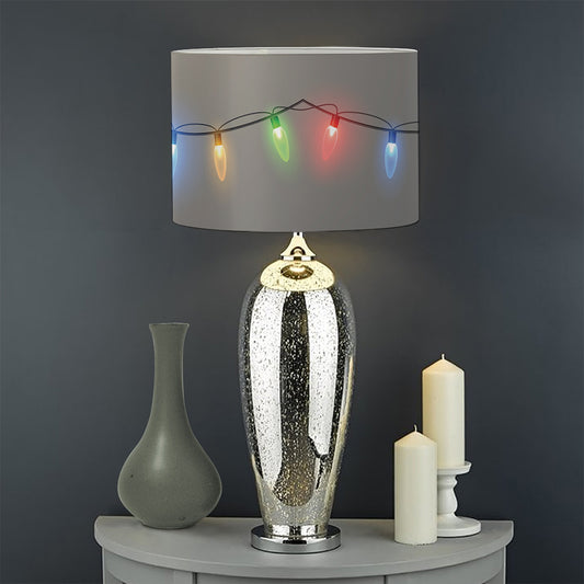 Colorful Christmas String Lights Print Drum Lamp Shade