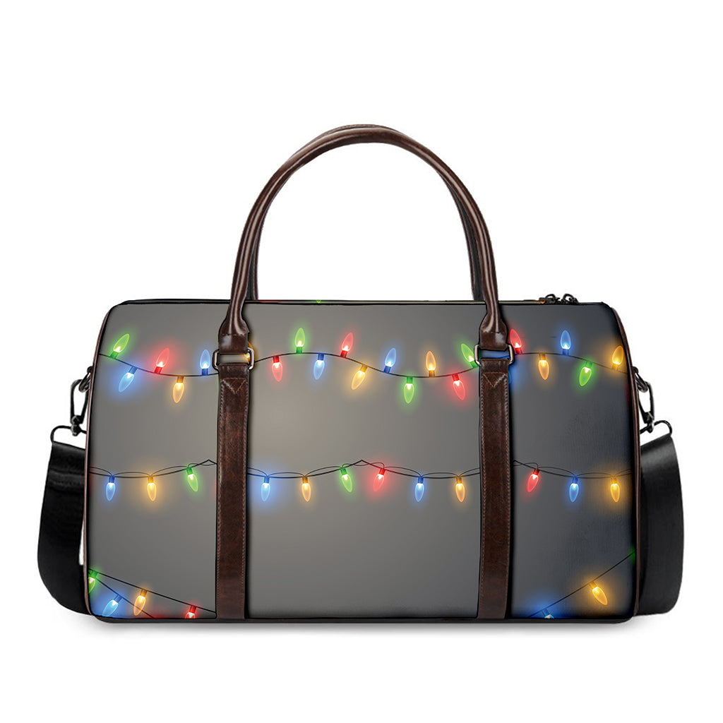 Colorful Christmas String Lights Print Duffle Bag