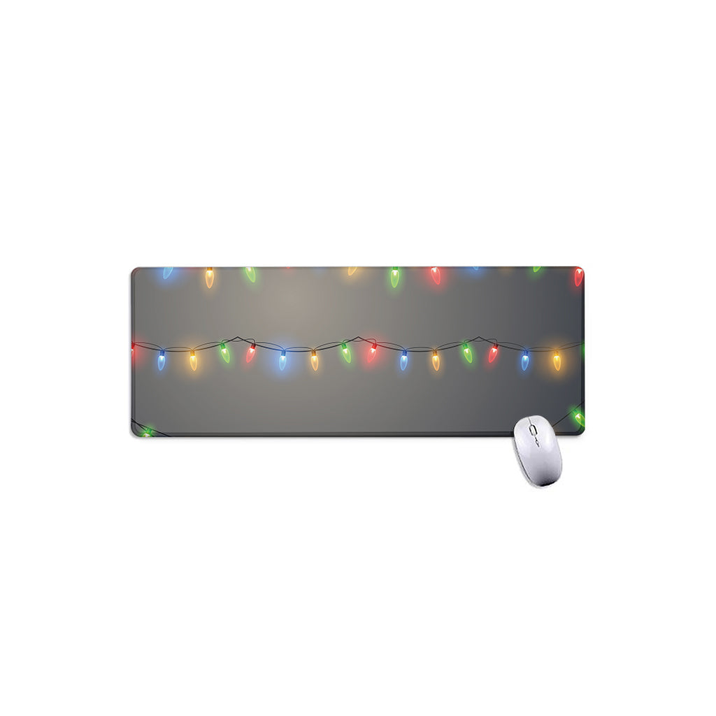 Colorful Christmas String Lights Print Extended Mouse Pad