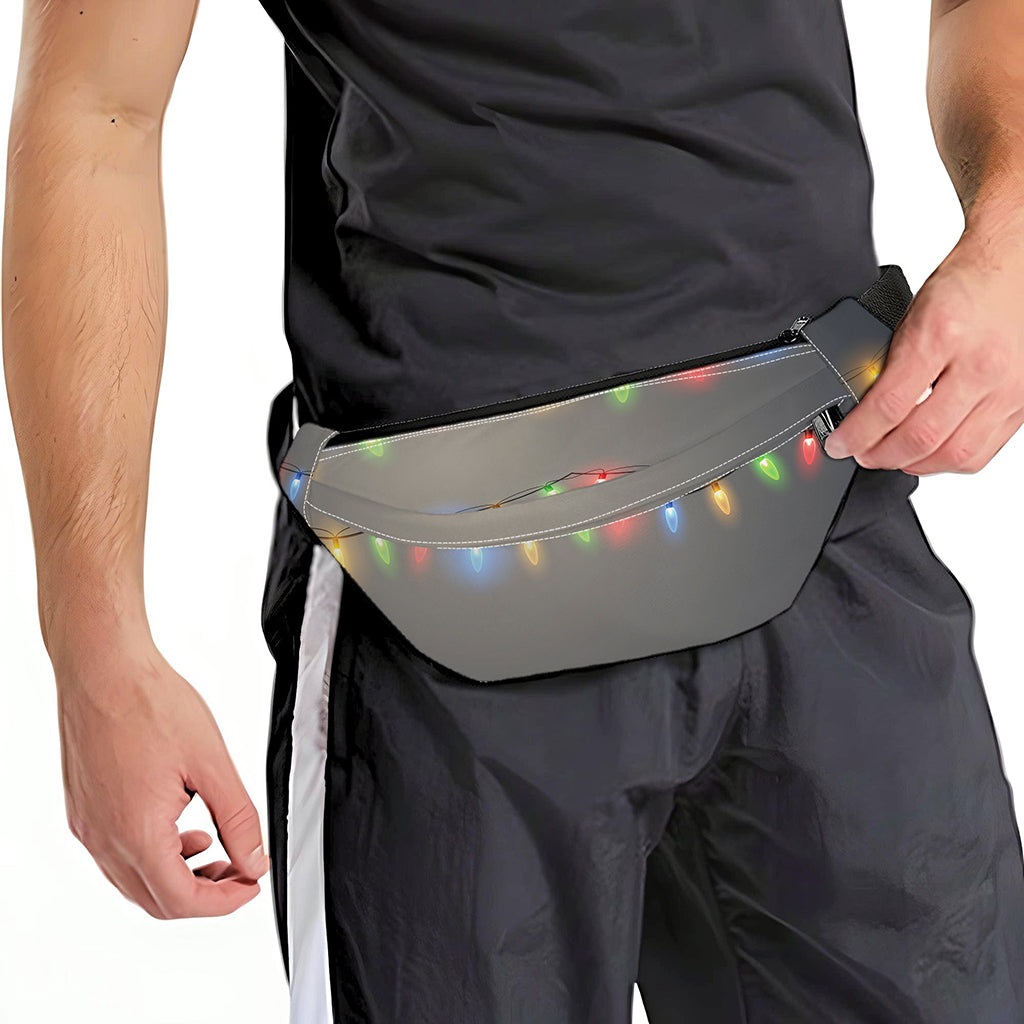 Colorful Christmas String Lights Print Fanny Pack