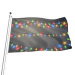 Colorful Christmas String Lights Print Flag