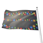 Colorful Christmas String Lights Print Flag