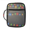 Colorful Christmas String Lights Print Front Pocket Bible Bag