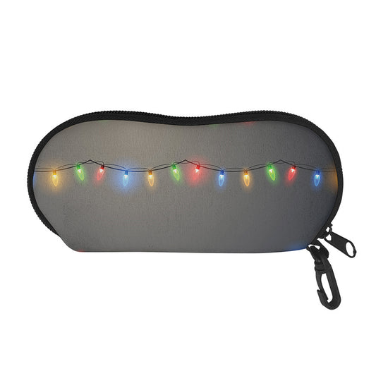 Colorful Christmas String Lights Print Glasses Case