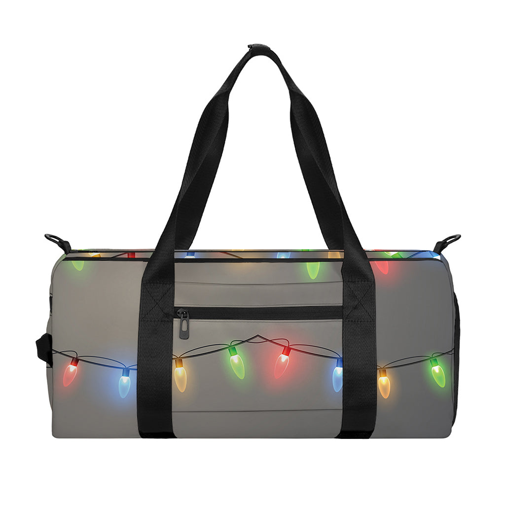 Colorful Christmas String Lights Print Gym Bag