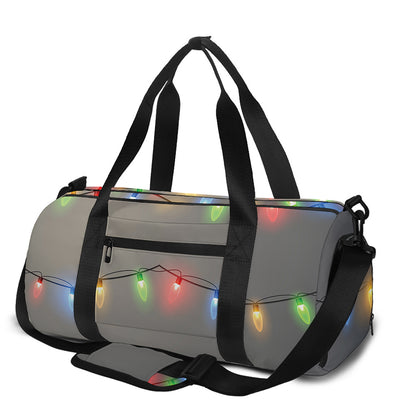 Colorful Christmas String Lights Print Gym Bag