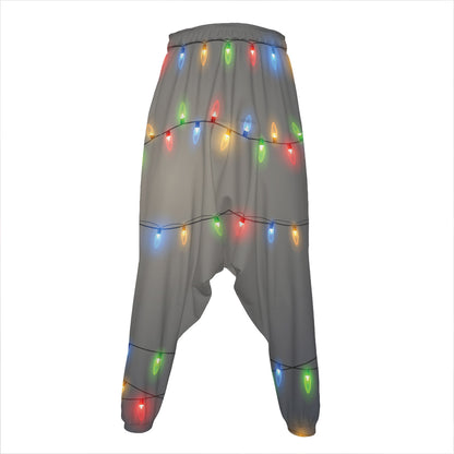 Colorful Christmas String Lights Print Hammer Pants