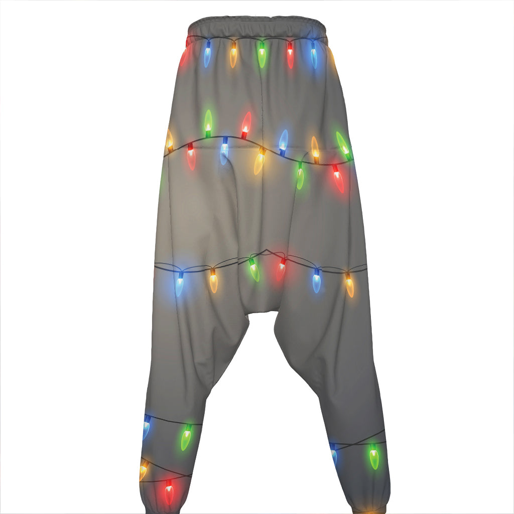 Colorful Christmas String Lights Print Hammer Pants