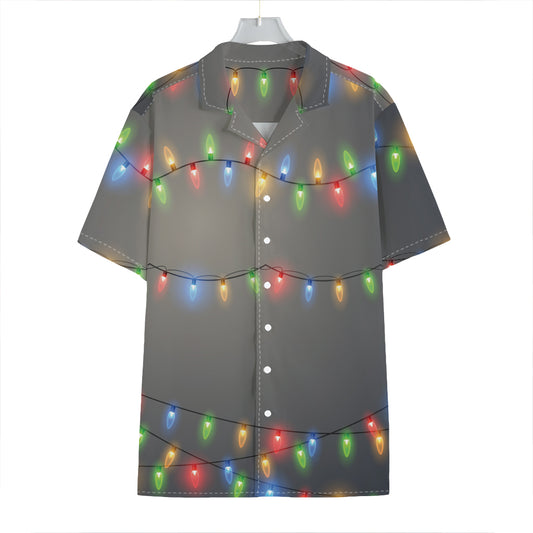 Colorful Christmas String Lights Print Hawaiian Shirt