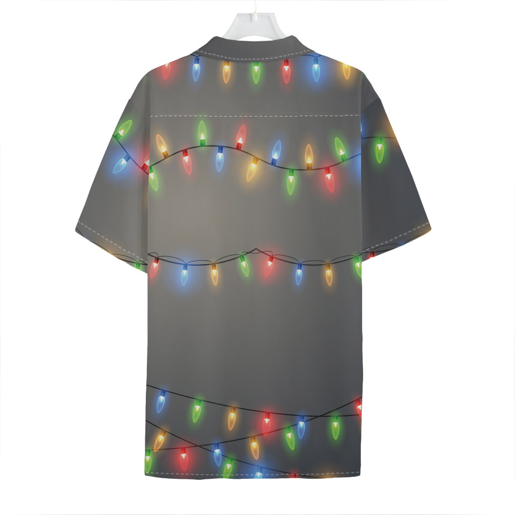 Colorful Christmas String Lights Print Hawaiian Shirt