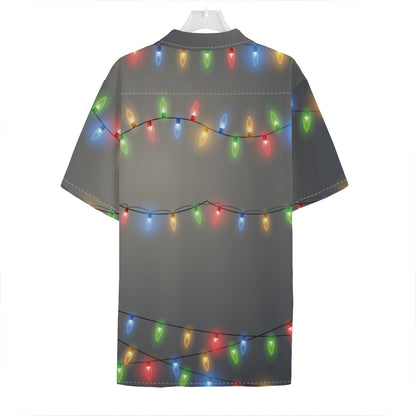 Colorful Christmas String Lights Print Hawaiian Shirt