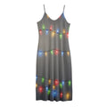 Colorful Christmas String Lights Print Jersey Midi Cami Dress