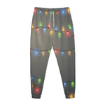 Colorful Christmas String Lights Print Jogger Pants