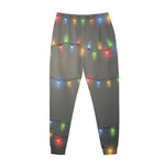Colorful Christmas String Lights Print Jogger Pants