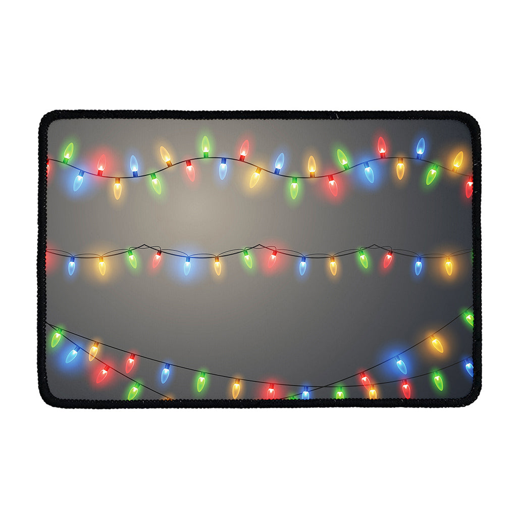 Colorful Christmas String Lights Print Kitchen Mat