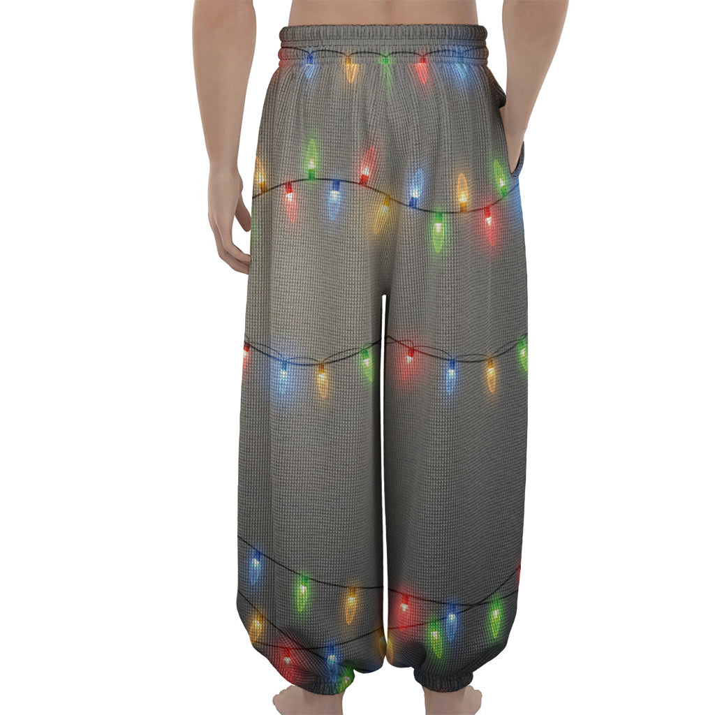 Colorful Christmas String Lights Print Lantern Pants