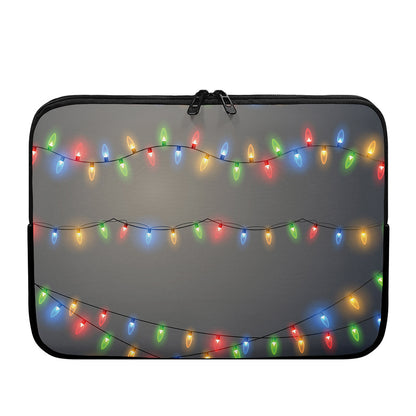 Colorful Christmas String Lights Print Laptop Sleeve