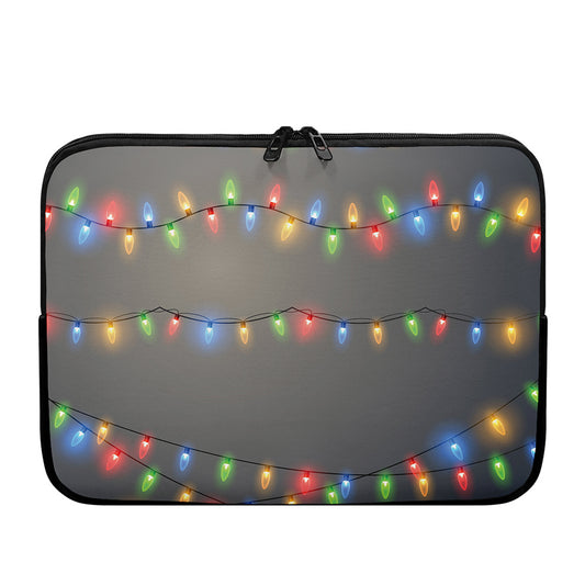 Colorful Christmas String Lights Print Laptop Sleeve