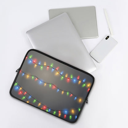 Colorful Christmas String Lights Print Laptop Sleeve