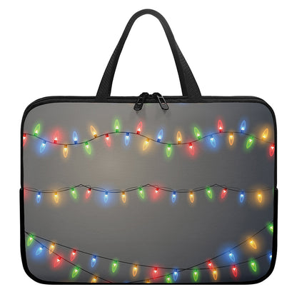 Colorful Christmas String Lights Print Laptop Sleeve With Handle