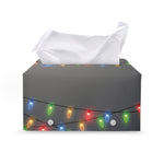 Colorful Christmas String Lights Print Leather Tissue Box Cover