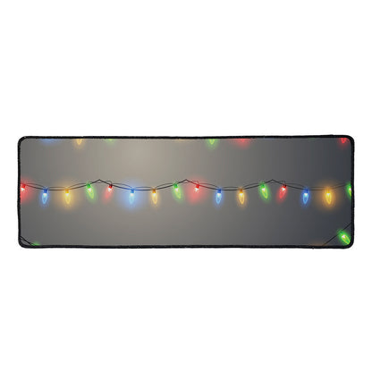 Colorful Christmas String Lights Print Long Kitchen Mat