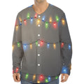 Colorful Christmas String Lights Print Long Sleeve Baseball Jersey